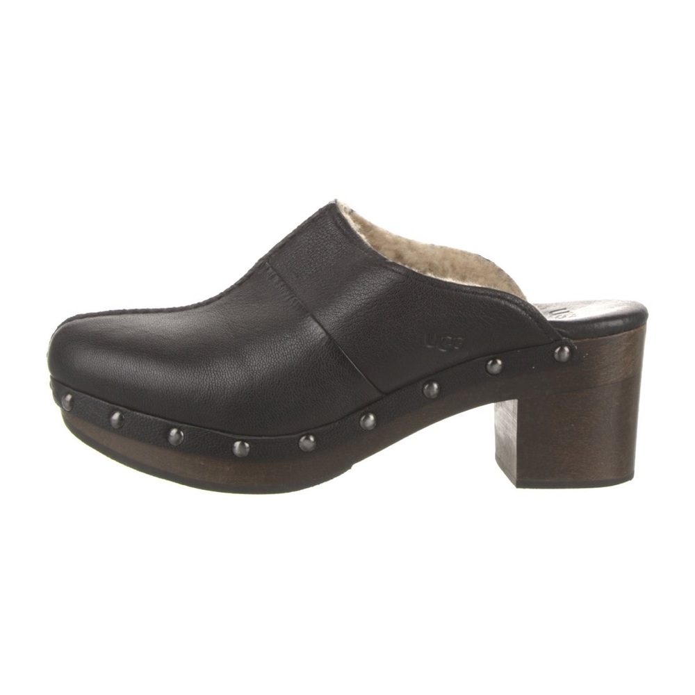 UGG Kassi Black Leather Clogs with Studded Detail